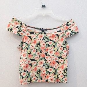 Forever 21 Floral Off The Shoulder Crop Top